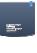 ATI TEAS 7 MATHS EXAM - Questions & Answers (Scored A+) LATEST UPDATE 2023