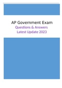 AP Government Exam - Questions & Answers (Scored A) Latest Update 2023