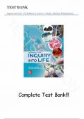 Test Bank - Inquiry into Life 17th Edition by Sylvia S. Mader, Michael Windelspecht, All Chapters 1-37 |Complete Guide A+