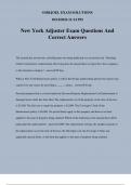 New York Adjuster Exam Questions And Correct Answers