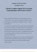 Florida Certified Adjuster Pre-Licensing Exam Questions And Correct Answers