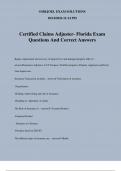 Certified Claims Adjuster- Florida Exam Questions And Correct Answers