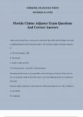 Florida Claims Adjuster Exam Questions And Correct Answers