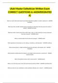 Utah Master Esthetician Written Exam CORRECT QUESTIONS & ANSWERS(RATED A)