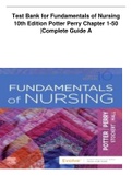 Test Bank for Fundamentals of Nursing 10th Edition Potter Perry Chapter 1-50 |Complete Guide A+