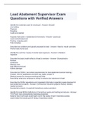 Lead Abatement Supervisor Exam Questions with Verified Answers