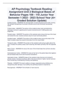 AP Psychology Textbook Reading  Assignment Unit 2 Biological Bases of  Behavior Pages 109 - 118 Junior Year  Semester 1 2022 - 2023 School Year (A+  Graded Solution Update)