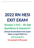 HESI  EXIT EXAM (New, 2022-2023)(V1 to V10)Actual Exam(VERIFIED) (Each 160 Q & A) 