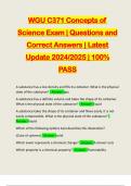 WGU C371 Concepts of Science Exam | Questions and Correct Answers | Latest Update 2024/2025 | 100% PASS