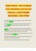 Shake Shack - New Coldside Test | Questions and Correct Answers | Latest Update 2024/2025 | 100% PASS