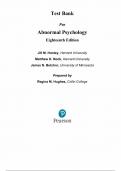 Test Bank For Abnormal Psychology  18th Edition by Jill Hooley, Questions and Answers - All Chapters