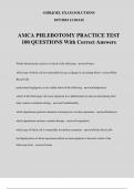 AMCA PHLEBOTOMY PRACTICE TEST 100 QUESTIONS With Correct Answers