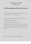 APA Exam Questions With Correct Answers