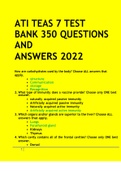 ATI TEAS 7 TEST BANK 350 QUESTIONS AND ANSWERS 2022