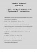 AQA A Level Physics Mechanics Exam Questions With Correct Answers