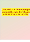 ONS/ONCC Chemotherapy Immunotherapy Certificate LATEST EXAM 2023/2024