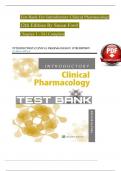 TEST BANK For Introductory Clinical Pharmacology, 12th Edition By Susan Ford, Verified Chapters 1 - 54, Complete Newest Version