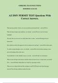 AZ DMV PERMIT TEST Questions With Correct Answers