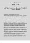 BADM326 Final Exam Questions With 100% Correct Answers