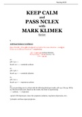 KEEP CALM and PASS NCLEX with MARK KLIMEK Review. Comprehensive Information and content for revisions and last minute EXAM READING.