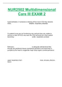 NUR2502 Multidimensional Care III EXAM 2