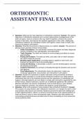 ORTHODONTIC ASSISTANT FINAL EXAM