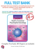 Test Bank For Stahl's Essential Psychopharmacology 4th Edition By Stephen M. Stahl 9781107025981 Chapter 1-14 Complete Guide .