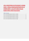 COC/CERTIFIED OUTPATIENT CODER 2020 - FINAL EXAM QUESTIONS W/O CODES (SET 1-6) (533 Q&A) Study Guide 2022-2023 Guarantee 