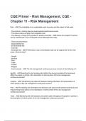 CQE Primer - Risk Management, CQE - Chapter 11 - Risk Management Exam Questions with correct Answers 2024/2025.