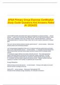   AFAA Primary Group Exercise Certification Study Guide Questions And Answers Rated A+ 2024/25.