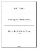 (MATH-105) Final Readiness Exam Q & S - Contemporary Mathematics.