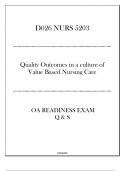 (D026-NURS 5203) OA Readiness Exam Q & S - Quality Outcomes in Value Based NC.