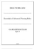 (D025-NURS 5202) OA Readiness Exam Q & S - Essentials of Advanced Nursing Roles