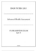 (D028-NURS 5205) FA Readiness Exam Q & S - Advanced Health Assessment