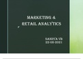 MRA Project MIlestone1 /MARKETING & RETAIL ANALYTICS