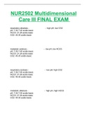 NUR2502 Multidimensional Care III FINAL EXAM 