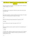 ATI TEAS 7 Math Prep Exam Questions with Answers