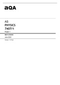 AqA AS PHYSICS (7407/1) Paper 1 June 2022 OFFICIAL Mark scheme. 