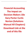 Financial Accounting The Impact on Decision Makers 10e Gary Porter Curtis Norton (Solution Manual)