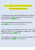 Texas Adjuster Exam 2023 Questions and Answers (Verified Answers)