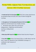 Florida Public Adjuster State Test 2023 Questions and Answers (Verified Answers)