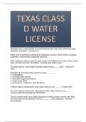 TEXAS CLASS D WATER LICENSE  QUESTIONS AND ANSWERS