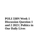 POLI 330N Week 1 Discussion Question 1 and 2 2023 | Politics in Our Daily Lives 