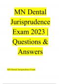 MN Dental Jurisprudence Exam 2023 Questions & Answers.