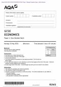 Actual 2024 AQA GCSE ECONOMICS 8136/1 Paper 1 Merged Question Paper + Mark Scheme