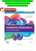 TEST BANK For Nursing Research In Canada, 5th Edition by Mina Singh, Verified Chapters 1 - 21 Fully Covered A+ Guide ISBN:9780323778992 Newest Version 2024 Instant Pdf Download