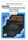 TEST BANK For Business Analytics: Data Analysis & Decision Making, 7th Edition by S. Christian Albright, Wayne L. Winston,  All Chapters 1 to 19 complete Verified editon ISBN:9780357109953