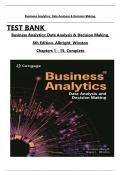 TEST BANK For Business Analytics: Data Analysis & Decision Making, 8th Edition by S. Christian Albright,  All Chapters 1 to 19 complete Verified editon