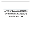 APEA 3P Exam QUESTIONS WITH VERIFIED ANSWERS 2023! RATED A+