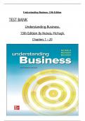 TEST BANK For Understanding Business 13th Edition by Nickels, McHugh and McHugh; All Chapters 1 to 20 complete Verified editon ISBN:  9781260894851